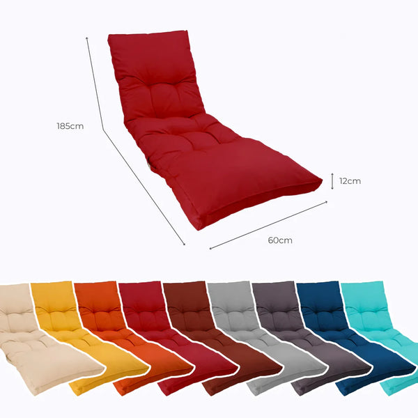Colchoneta para Tumbona 185x55 Rojo Pimiento - Grueso 12cm & Impermeable