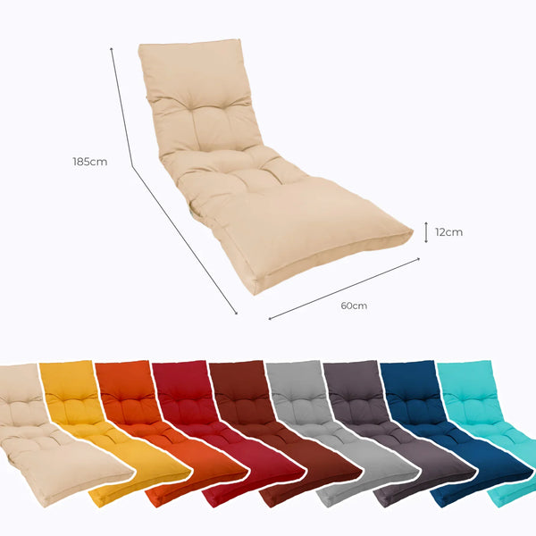 Colchoneta para Tumbona 185x55 Beige Clair - Grueso 12cm & Impermeable
