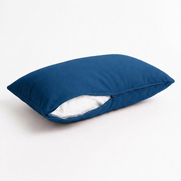 Lote de 2 Cojines Auxiliares 60x35 Azul Petróleo - Decoración de Jardín & Con Funda Extraíble