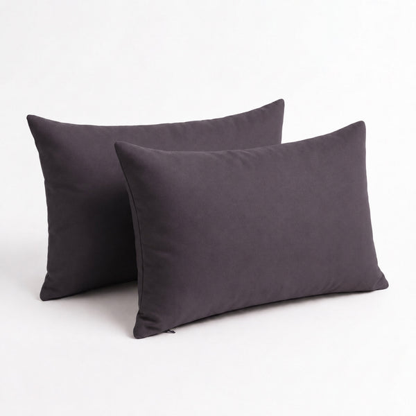 Lot de 2 Coussins d'Appoint 60x35 Gris Carbone - Déco Jardin & Déhoussable