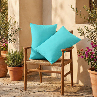 Lote de 2 Cojines Auxiliares 60x35 Azul Caribe - Decoración de Jardín & Con Funda Extraíble