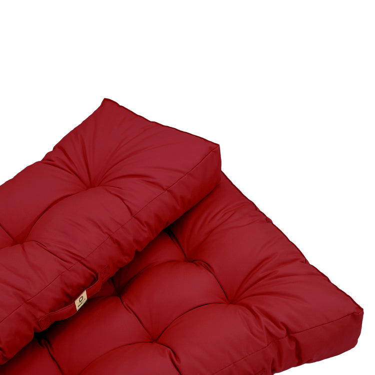 Lot coussins extérieur pour palette rouge piment 120x80 Imperméables Anti-UV DECOARTS - Deco-arts.fr
