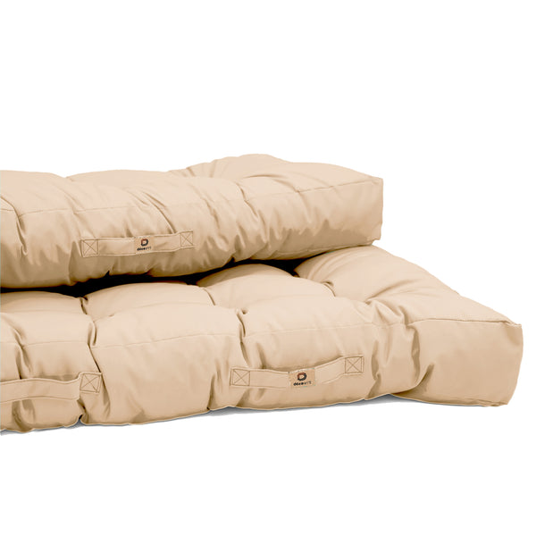 Coussins palette beige 120x80 cm pour fauteuils et canapés, imperméables et épais de 15 cm, de la marque Deco-arts.fr