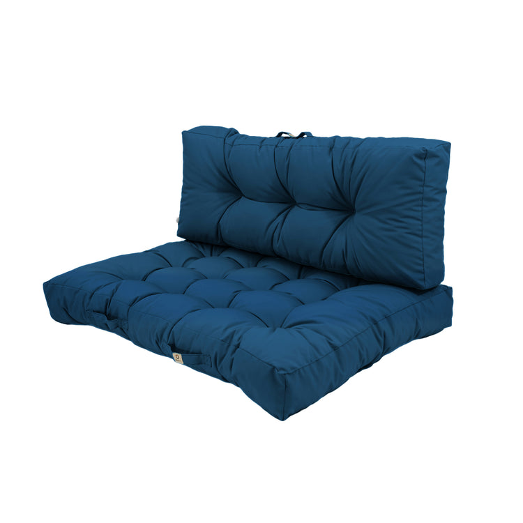 Lot coussins extérieur pour palette bleu pétrole 120x80 Imperméables Anti-UV DECOARTS - Deco-arts.fr
