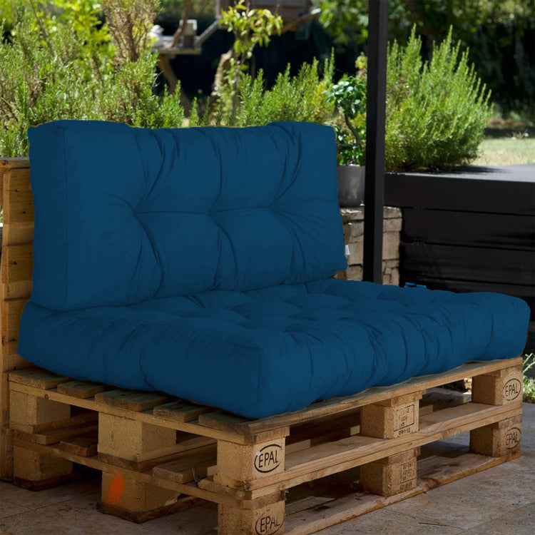Lot coussins extérieur pour palette bleu pétrole 120x80 Imperméables Anti-UV DECOARTS - Deco-arts.fr