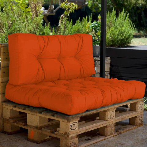 Set de 2 Cojines para Palets - 120x80cm - Impermeable y acolchado - Naranja - DÉCO ARTS