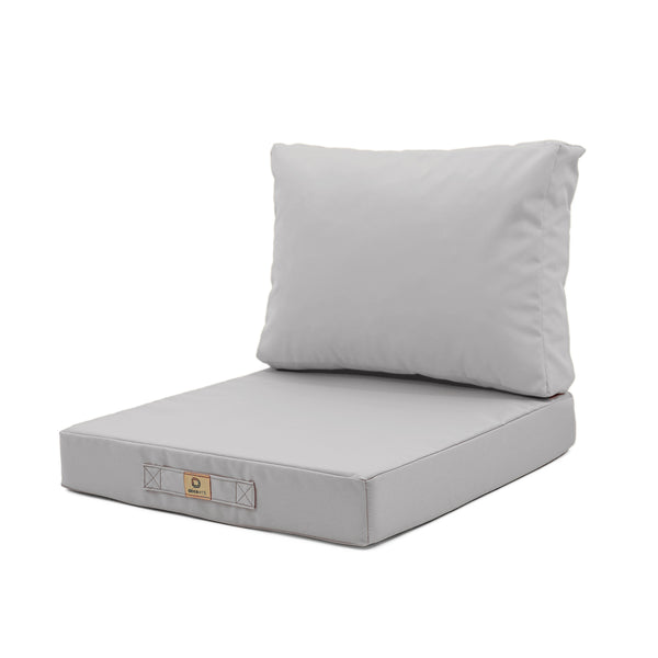 Coussins pour fauteuils et canapés Deco-arts.fr, ensemble de 50x50 cm gris galet, déhoussables et anti-UV pour salon jardin.