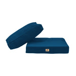 Coussins pour fauteuils et canapés en bleu pétrole, ensemble déhoussable et anti-UV, pour salon jardin 50x50 cm.