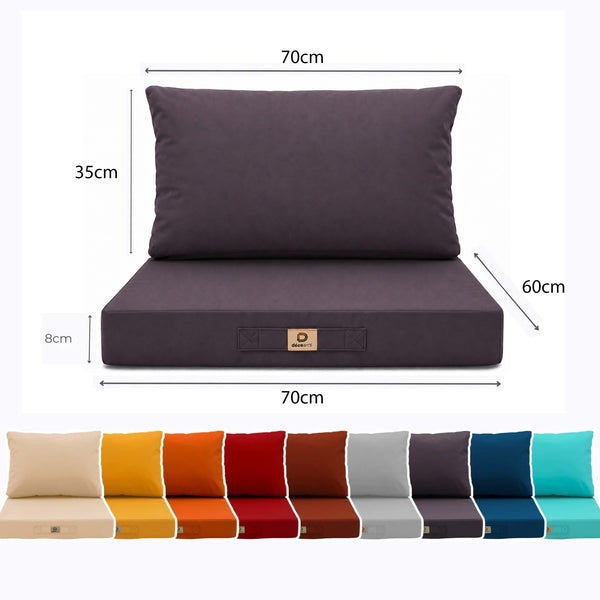 Conjunto de Cojines para Salón de Jardín 60x70 Gris Carbón - Con Funda Extraíble & Anti-UV (Asiento + Respaldo)