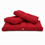 Ensemble Coussins Capitonné Banquette 100x50 Rouge - Épais 15cm (1 Assise + 2 Dossiers)