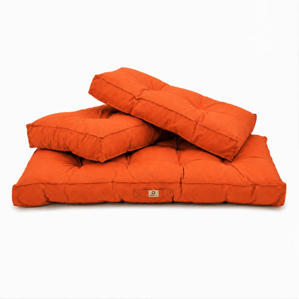 Ensemble Coussins Capitonné Banquette 120x60 Orange - Épais 15cm (1 Assise + 2 Dossiers)