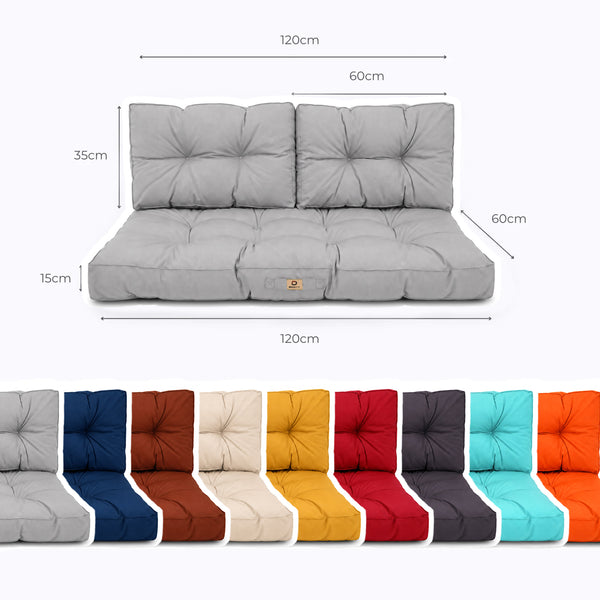 Conjunto de Cojines Acolchados para Banqueta 120x60 Gris Guijarro - Grueso 15cm (1 Asiento + 2 Respaldos)