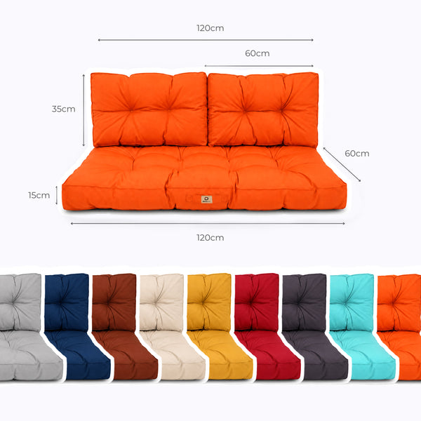 Ensemble Coussins Capitonné Banquette 120x60 Orange - Épais 15cm (1 Assise + 2 Dossiers)