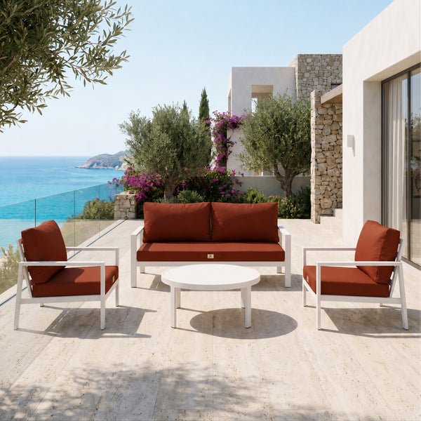 Ensemble Coussins Salon Jardin 60x60 Terracotta - Déhoussable & Anti-UV (Assise + Dossier)