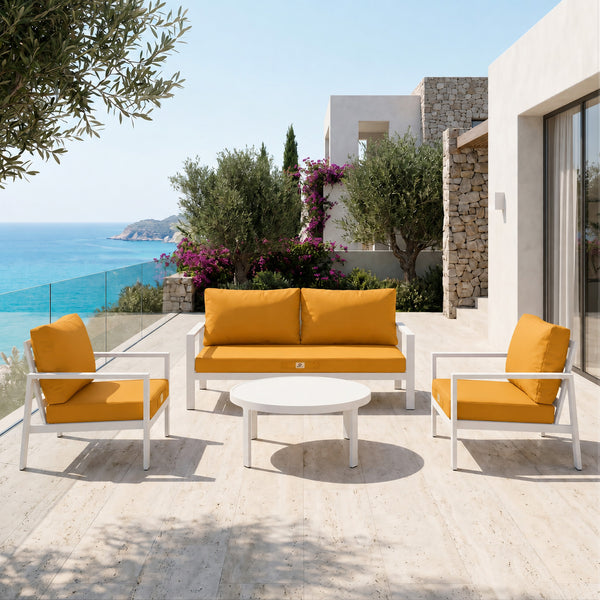 Conjunto de Cojines para Salón de Jardín 50x50 Amarillo - Con Funda Extraíble & Anti-UV (Asiento + Respaldo)