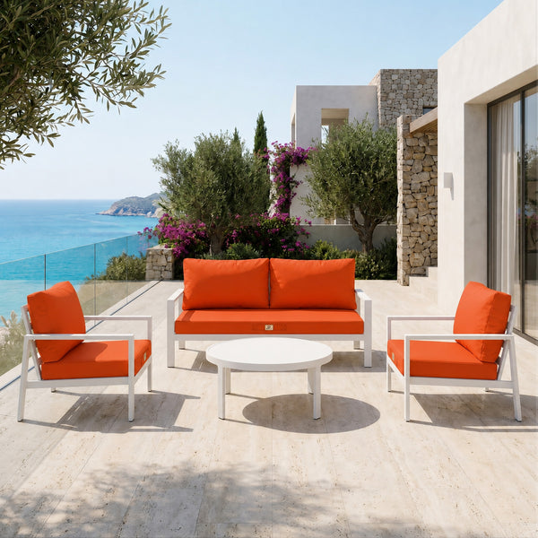 Conjunto de Cojines para Salón de Jardín 50x50 Naranja - Con Funda Extraíble & Anti-UV (Asiento + Respaldo)