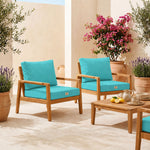 Conjunto de Cojines para Salón de Jardín 60x60 Azul Caribe - Con Funda Extraíble & Anti-UV (Asiento + Respaldo)