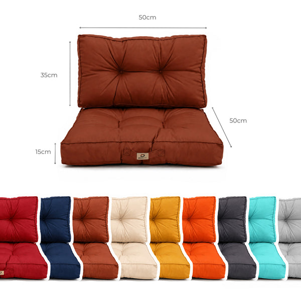 Ensemble Coussins Capitonné 50x50 Terracotta - Épais 15cm & Moelleux (Assise + Dossier)