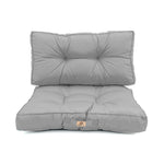 Ensemble de deux coussins capitonnés gris galet, épais 15cm, moelleux pour fauteuils et canapés, assise et dossier.