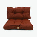 Ensemble de coussins capitonnés terracotta 60x60 cm, épais 15 cm, moelleux pour fauteuils et canapés, déco moderne.