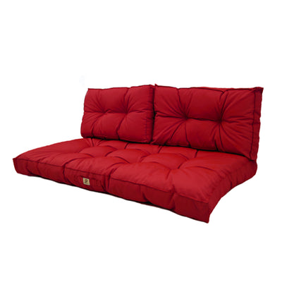 Coussins capitonnés rouges pour banquette, épaisseur 15cm, ensemble 1 assise et 2 dossiers, Deco-arts.fr.