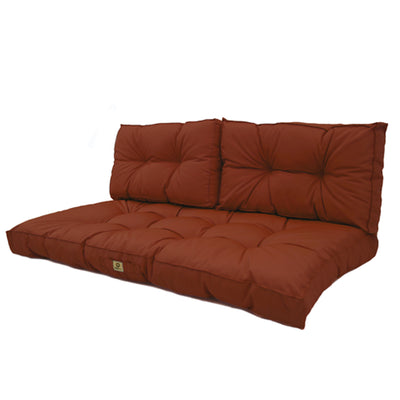 Ensemble de coussins capitonnés terracotta pour banquette 120x60cm, épais 15cm, comprenant une assise et deux dossiers.