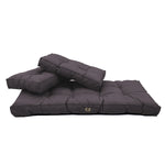 Ensemble de coussins capitonnés gris carbone pour banquette 120x60 cm, épais 15 cm, pour fauteuils et canapés.