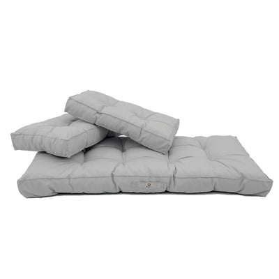 Ensemble de 3 coussins capitonnés gris galet pour banquette, 120x60 cm, épais 15 cm, pour fauteuils et canapés.