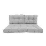 Ensemble de coussins capitonnés gris galet pour banquette 120x60 cm, épais 15 cm, 1 assise et 2 dossiers, pour fauteuils et canapés.