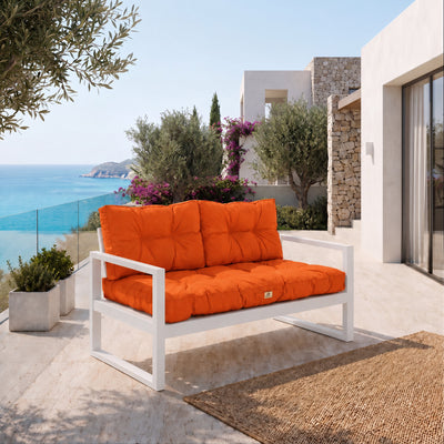 Ensemble Coussins Capitonné Banquette 100x50 Orange - Épais 15cm (1 Assise + 2 Dossiers)