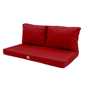 Ensemble Coussins Salon Jardin 120x60 Rouge - Déhoussable & Anti-UV (1 Assise + 2 Dossiers)