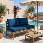 Conjunto de Cojines para Salón de Jardín 100x50 Azul Petróleo - Con Funda Extraíble & Anti-UV (1 Asiento + 2 Respaldos)
