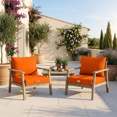 Conjunto de Cojines para Salón de Jardín 50x50 Naranja - Con Funda Extraíble & Anti-UV (Asiento + Respaldo)