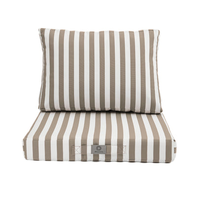 Ensemble de coussins de salon de jardin beige rayés, pour fauteuils et canapés, en tissu 270g, par Deco-arts.fr