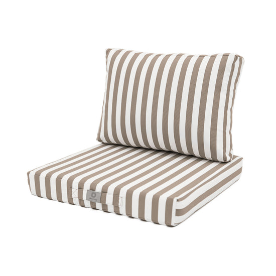 Ensemble de coussins de salon de jardin beige rayés, pour fauteuils et canapés, 50x50 cm, en tissu premium 270g.