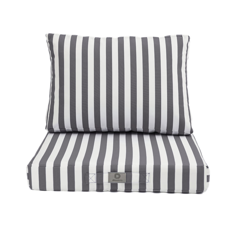 Coussins pour salon de jardin déhoussable 50x50cm - Rayure Gris foncé - Deco-arts.fr