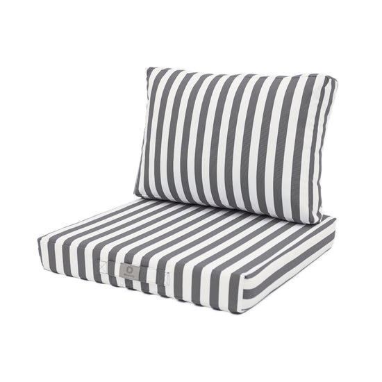 Ensemble de coussins de salon de jardin gris foncé avec rayures, pour fauteuils et canapés, en tissu 270g, style élégant.
