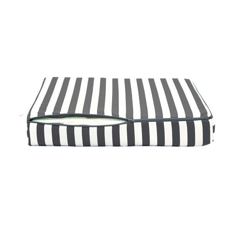 Ensemble de coussins pour salon jardin gris foncé, 50x50 cm, pour fauteuils et canapés, en tissu rayé, premium 270g.