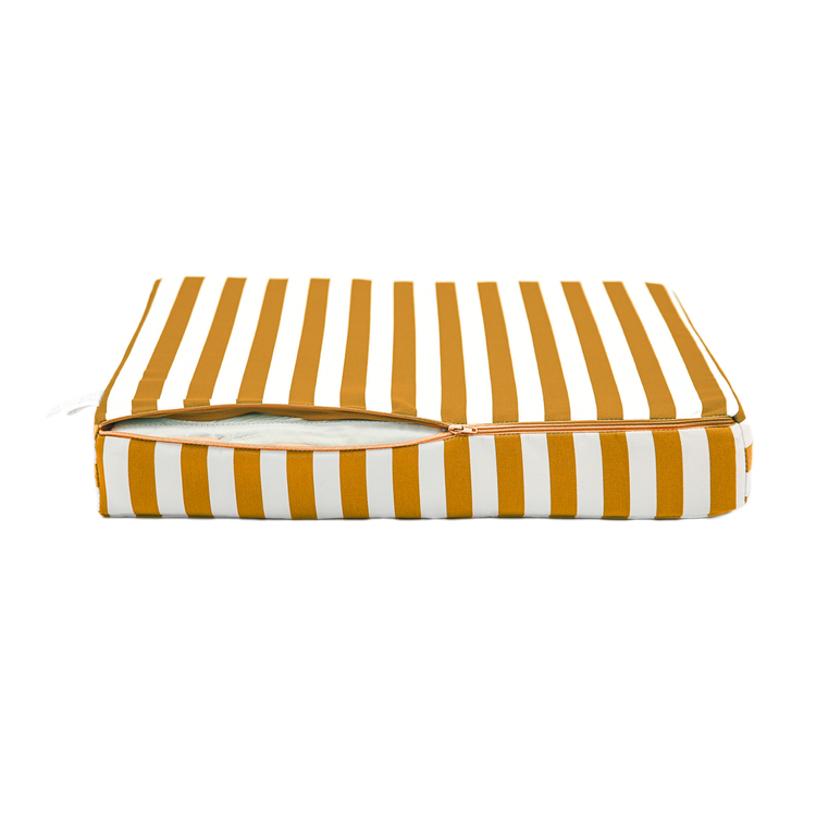 Coussins pour salon de jardin déhoussable 60x60cm - Rayure Jaune - Deco-arts.fr