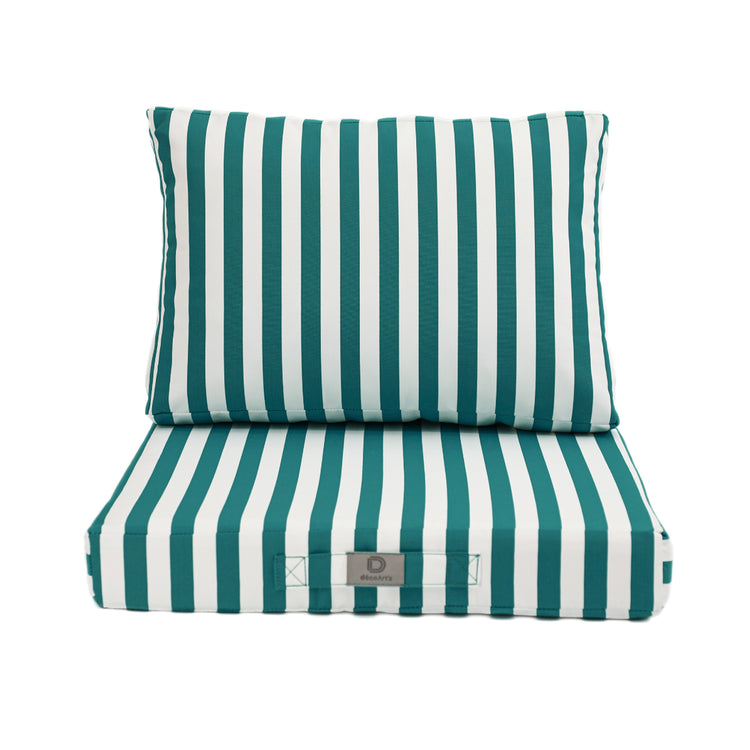 Coussins pour salon de jardin déhoussable 60x60cm - Rayure Vert - Deco-arts.fr