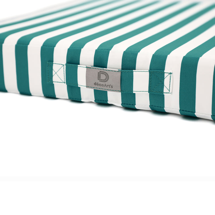 Coussins pour salon de jardin déhoussable 50x50cm - Rayure Vert - Deco-arts.fr