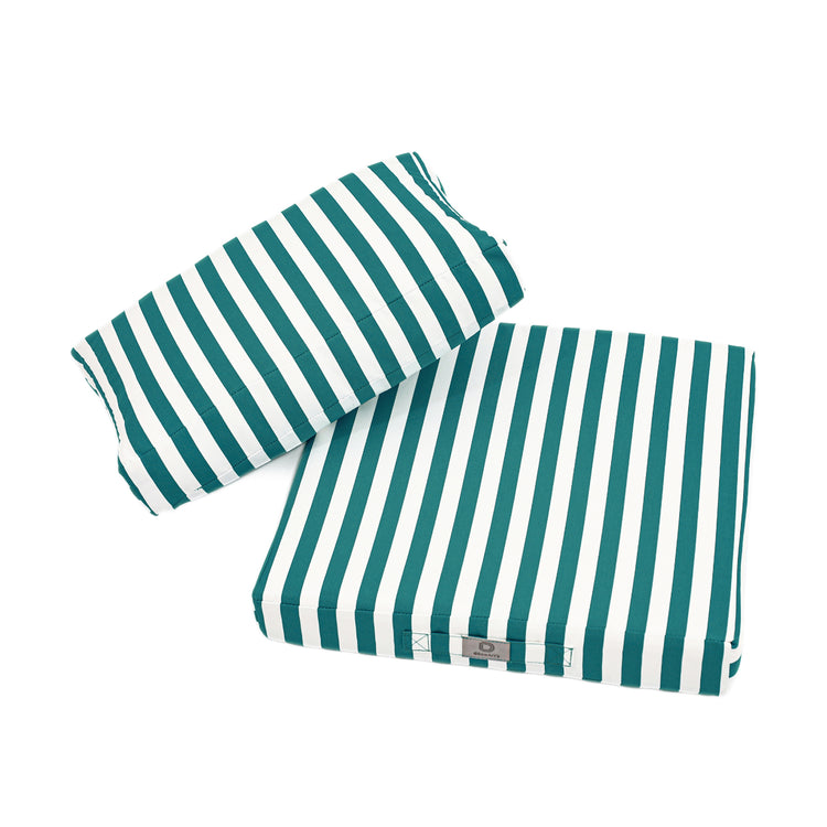 Coussins pour salon de jardin déhoussable 60x60cm - Rayure Vert - Deco-arts.fr