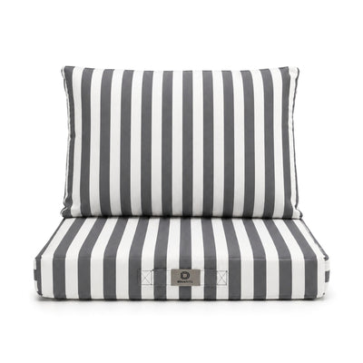 Conjunto de Cojines para Salón de Jardín 50x50 Rayas Gris Oscuro - Premium 270g (Asiento + Respaldo)