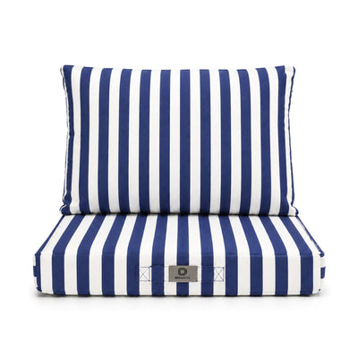 Conjunto de Cojines para Salón de Jardín 60x60 Rayas Azul Marino - Premium 270g (Asiento + Respaldo)