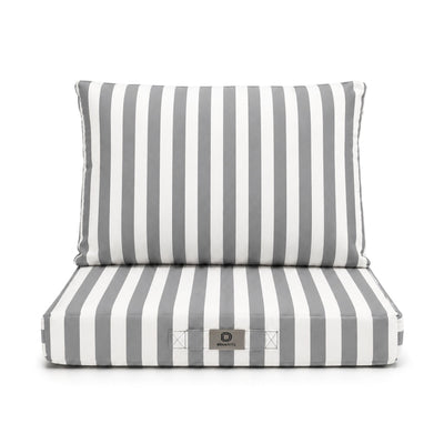 Conjunto de Cojines para Salón de Jardín 50x50 Rayas Gris Claro - Premium 270g (Asiento + Respaldo)