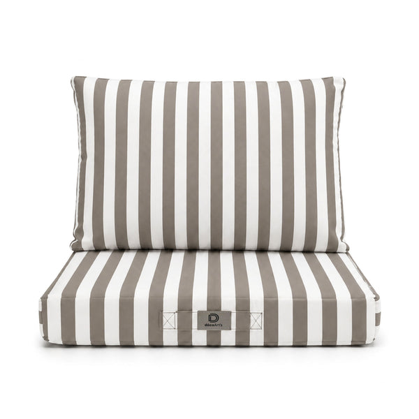 Conjunto de Cojines para Salón de Jardín 50x50 Rayas Beige - Premium 270g (Asiento + Respaldo)