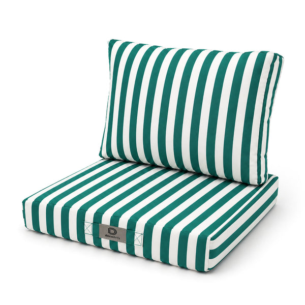 Conjunto de Cojines para Salón de Jardín 60x60 Rayas Verde - Premium 270g (Asiento + Respaldo)