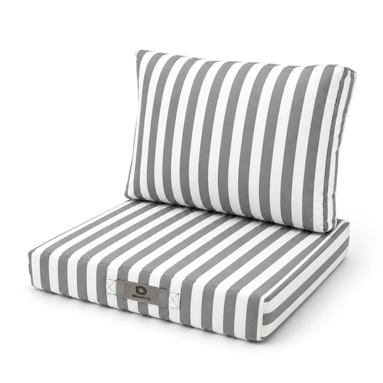 Conjunto de Cojines para Salón de Jardín 60x60 Rayas Gris Claro - Premium 270g (Asiento + Respaldo)