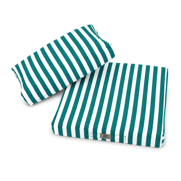 Conjunto de Cojines para Salón de Jardín 60x60 Rayas Verde - Premium 270g (Asiento + Respaldo)