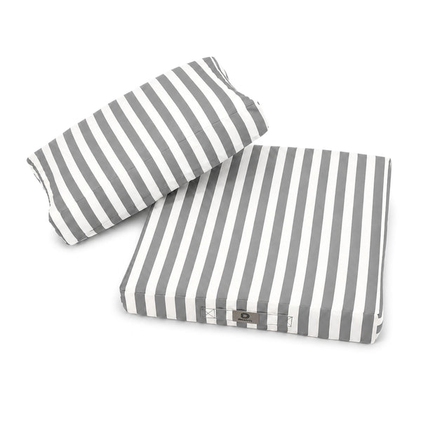 Ensemble Coussins Salon Jardin 50x50 Rayure Gris Clair - Premium 270g (Assise + Dossier)